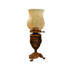 Victorian Cherub Bronze Kerosene Hurricane Lamp (Brass Vintage)