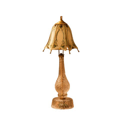 Art Nouveau Slag Glass & Crystal Lamp