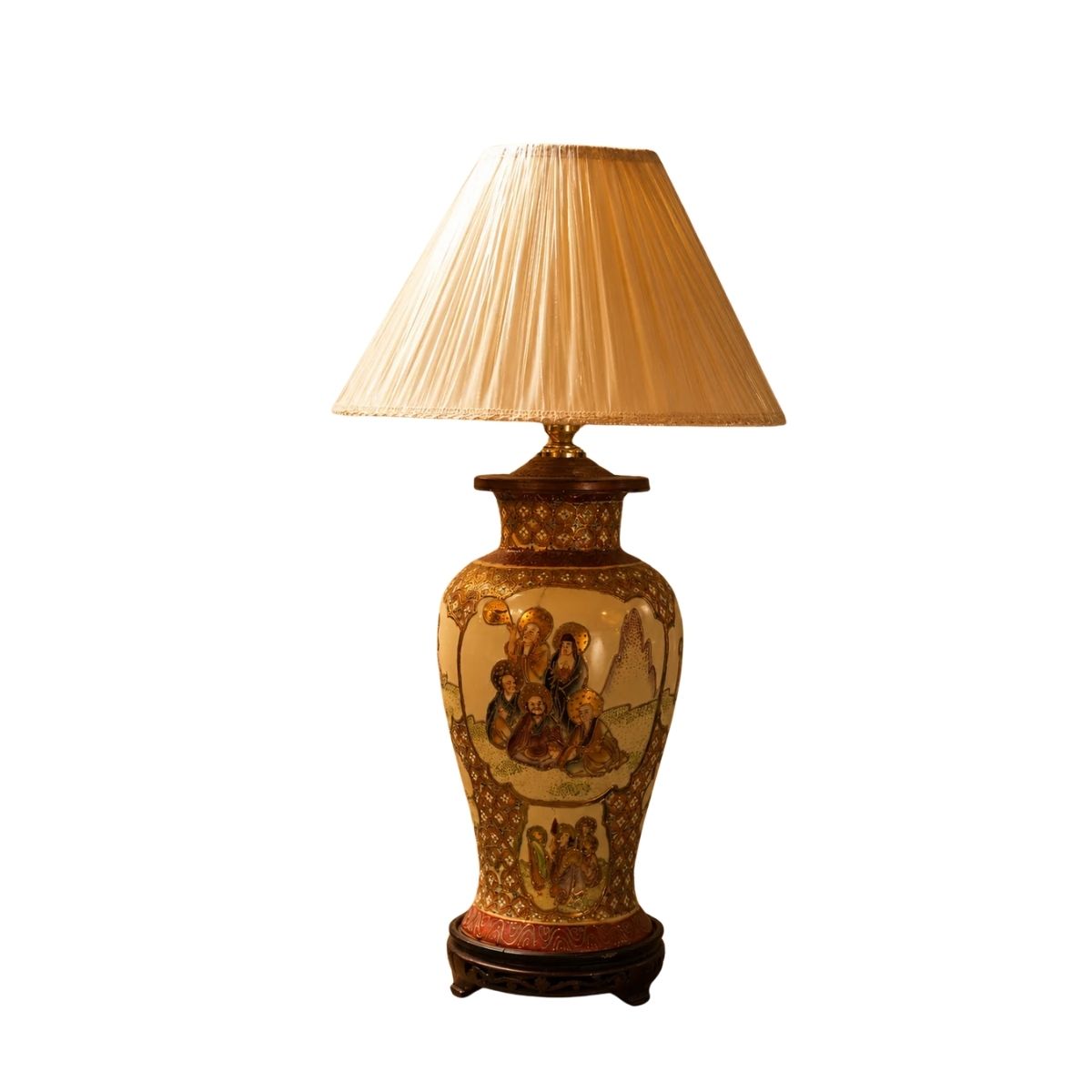 Antique Japanese Satsuma Porcelain Vase Lamp