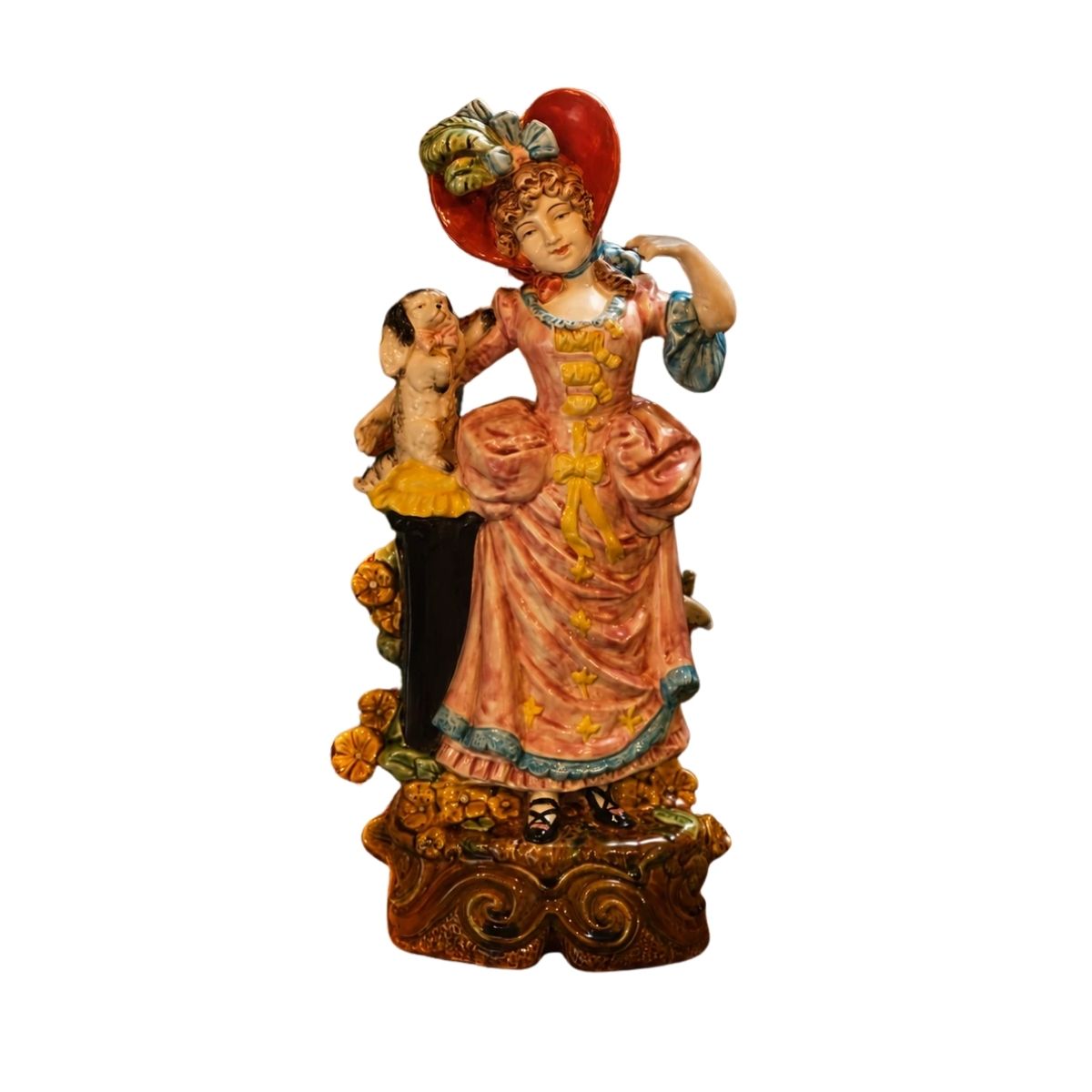 German Majolica Porcelain Merveilleuse Figurine