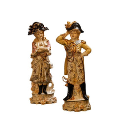 Pair of Antique Continental Porcelain Napoleon Bonaparte and Empress Joséphine Figurines