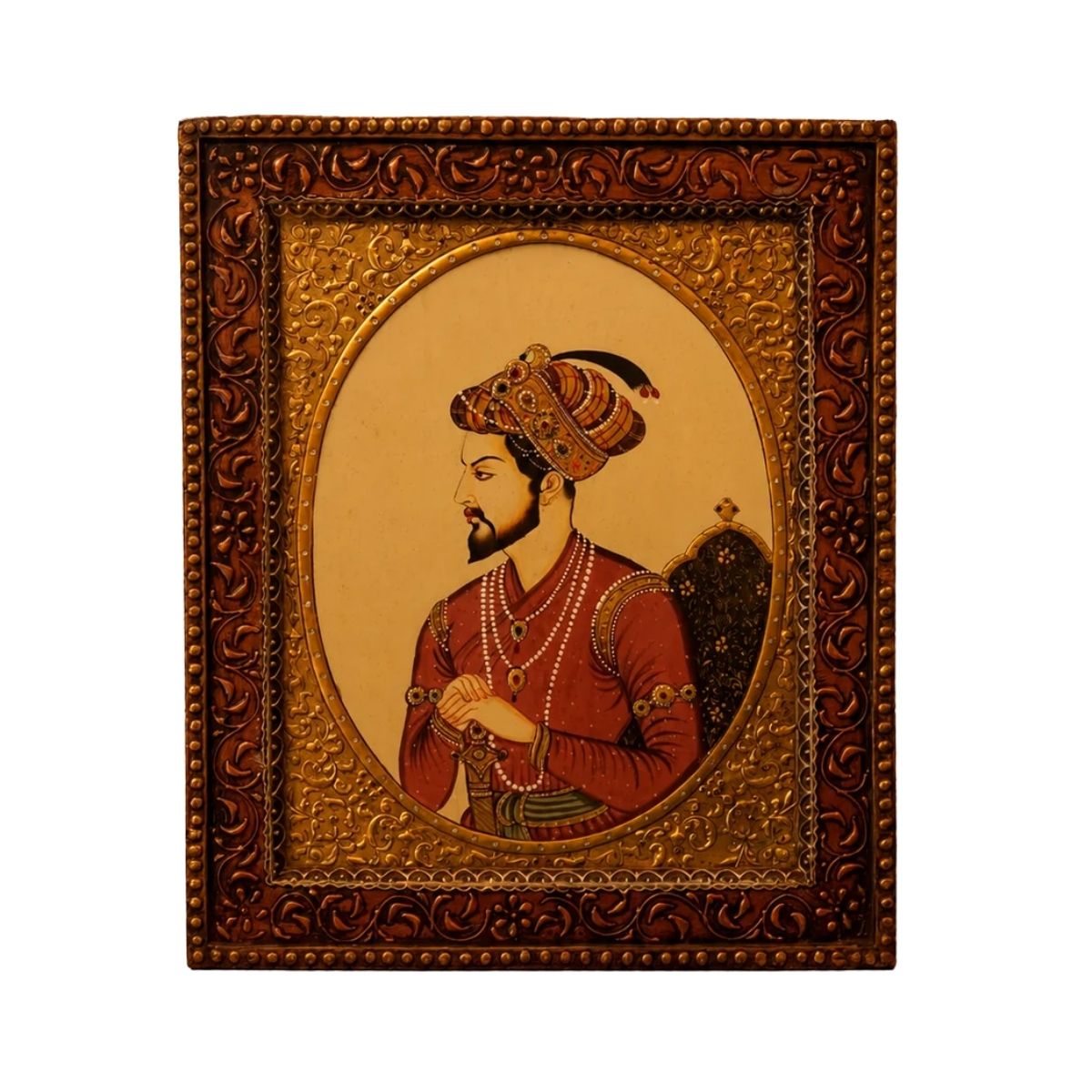 Mughal Emperor Shah Jahan Oval Portrait