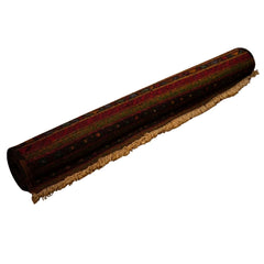 Hand-Knotted Afgani Kilim Shiraz Striped Nomadic Runner Scroll