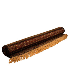Hand-Knotted Afgani Kilim Soumak Flatweave Runner Scroll