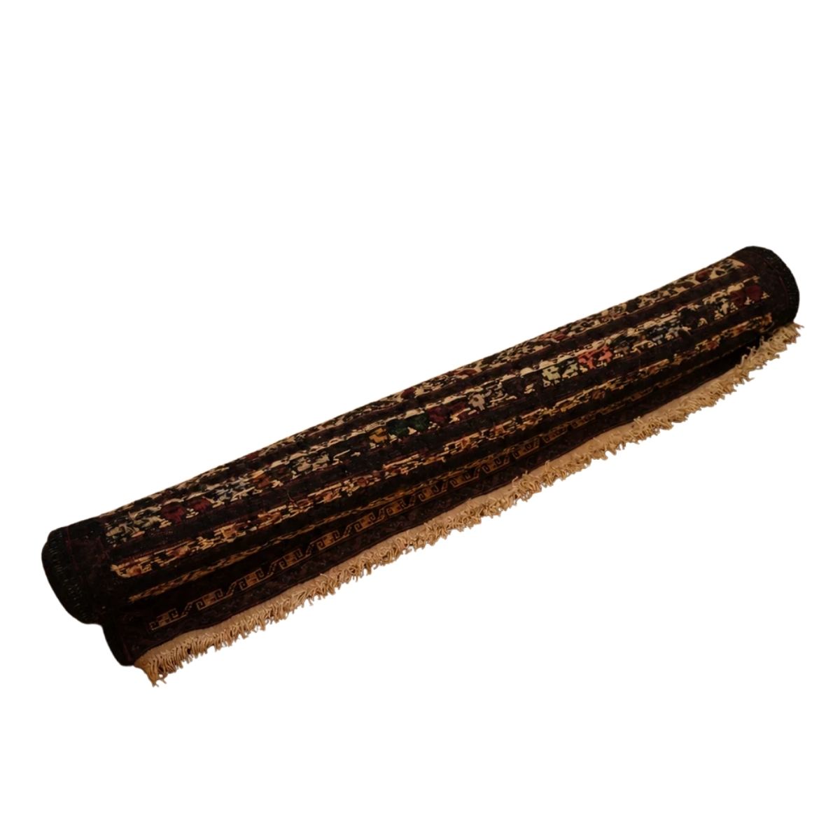 Hand-Knotted Afgani Kilim Shirvan Striped Runner Scroll