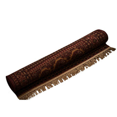 Hand-Knotted Afgani Hamadan Geometric Medallion Runner Scroll