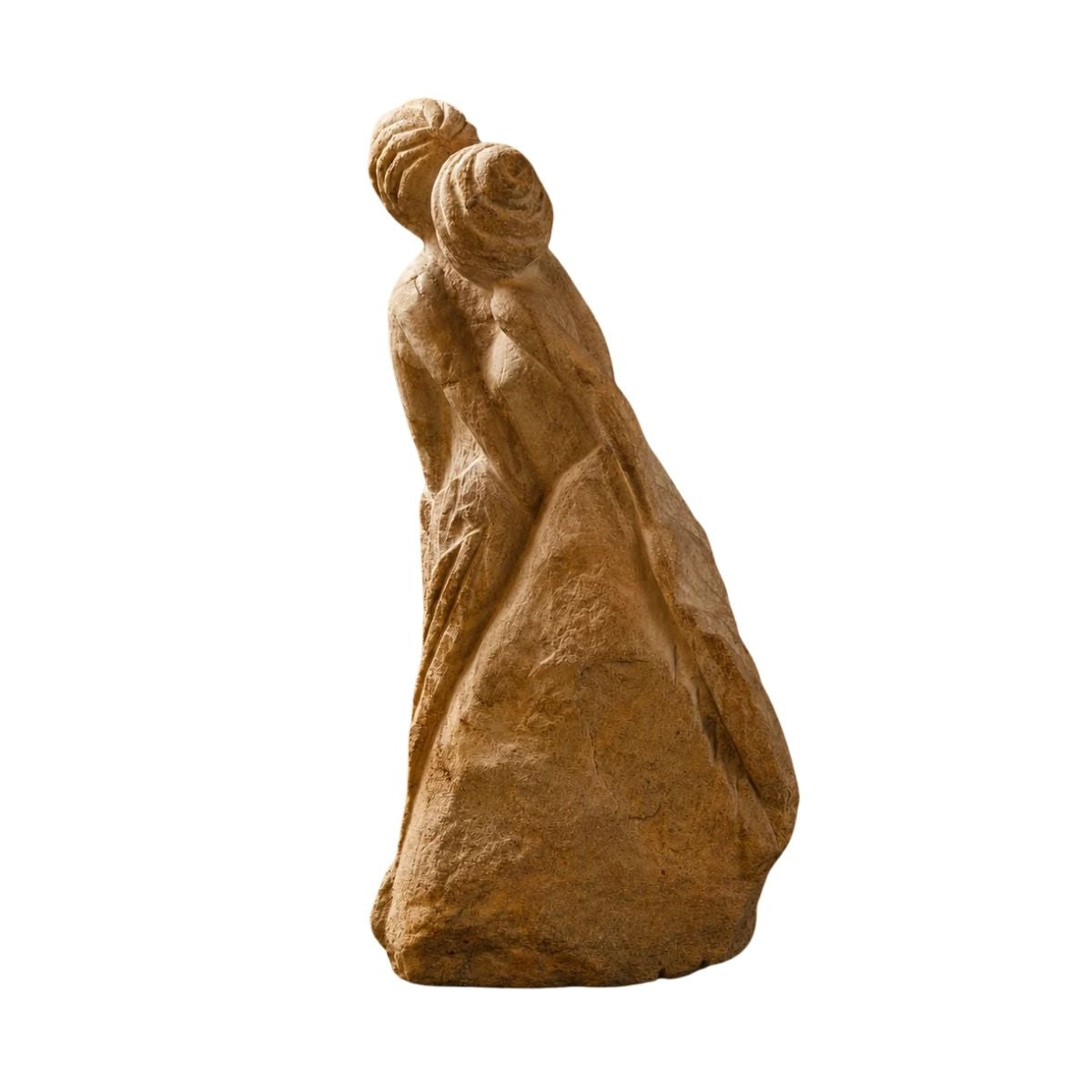 Abstract Handmade Stone Sculpture of an Embracing Couple