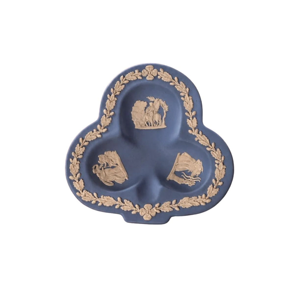 Vintage Wedgwood-Style Blue Triple-Compartment Trinket Dish