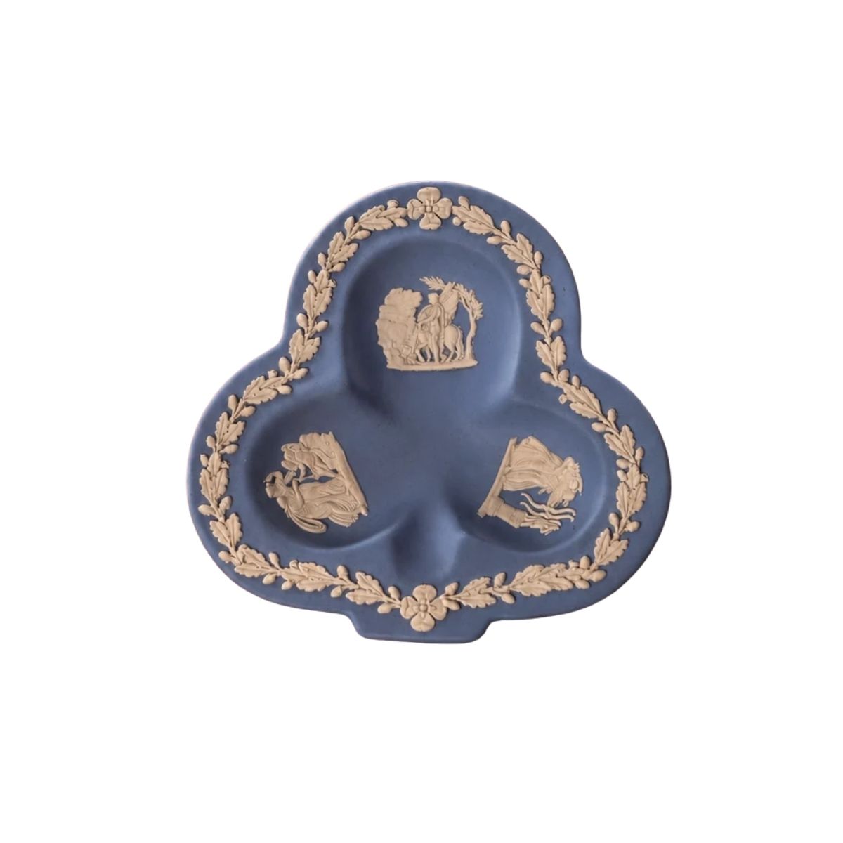 Vintage Wedgwood-Style Blue Triple-Compartment Trinket Dish