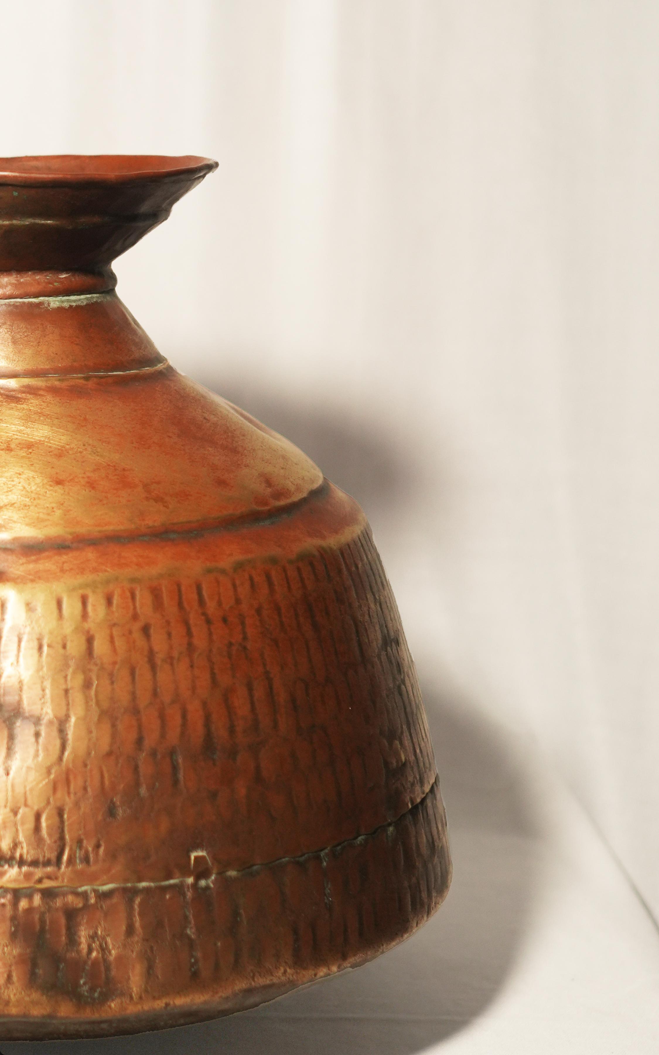 Traditional Indian Antique Hammered Copper Ghada / Water Vessel