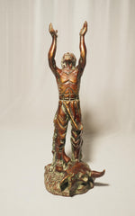 Native American Indian Shaman "Sun Dance" or "Prayer for Rain" Patinated Statue