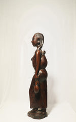 Hand-Carved African Ebony Wood Standing Woman Figurine
