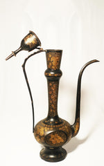 Vintage Indian / Middle Eastern Black Etched Brass Aftaba Pitcher