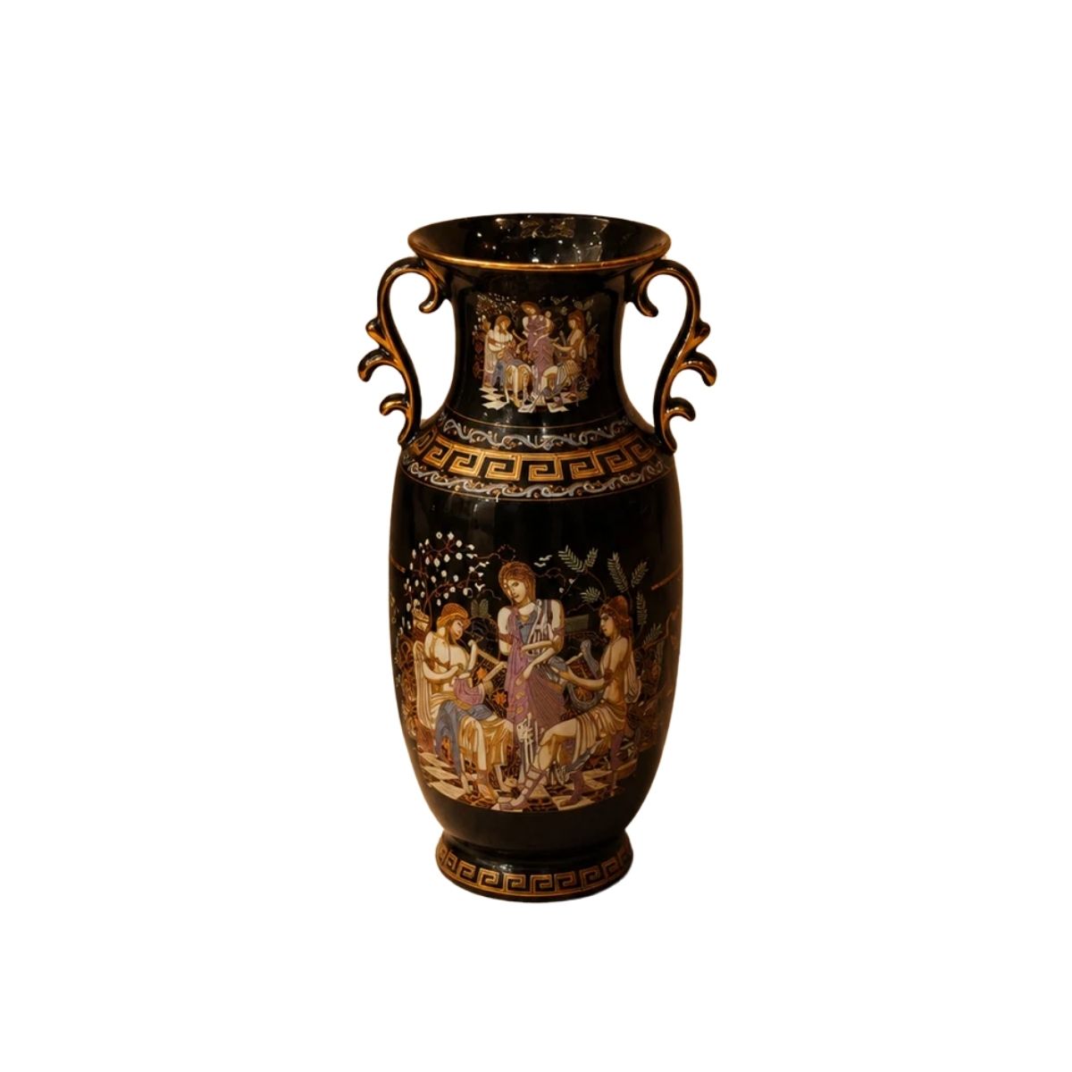 Greek Neoclassical Black Glaze Amphora Vase