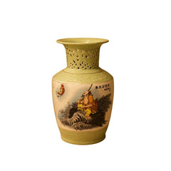 Chinese Celadon Openwork Jiang Taigong Vase