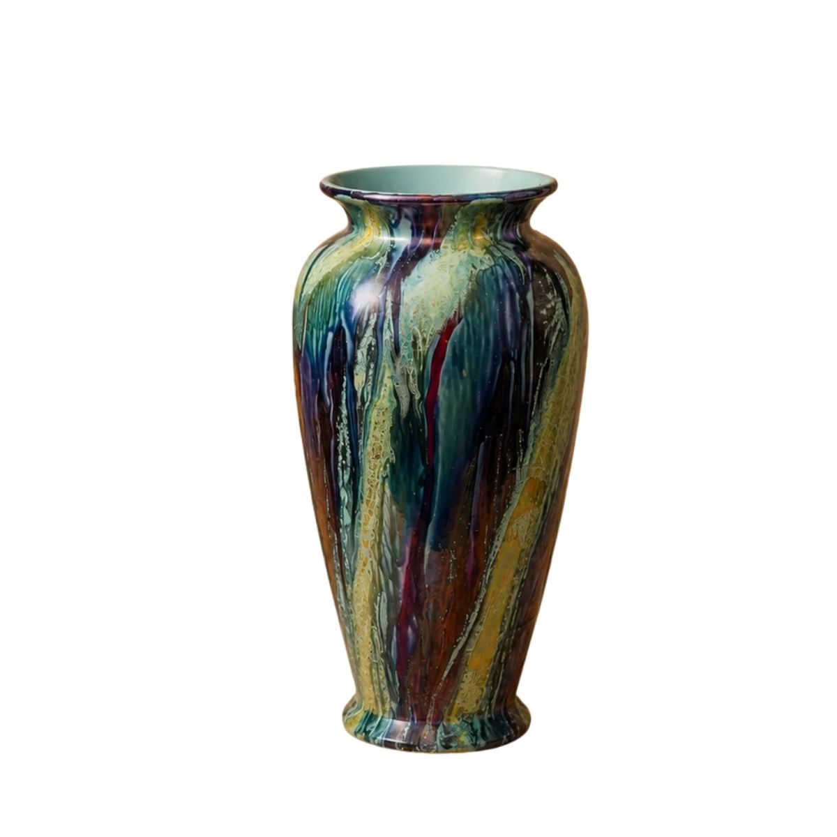 Vintage Japanese Studio Drip Glaze / Flambé Art Deco Vase