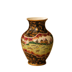 Vintage Chinese Export "English Fox Hunt" Porcelain Vase