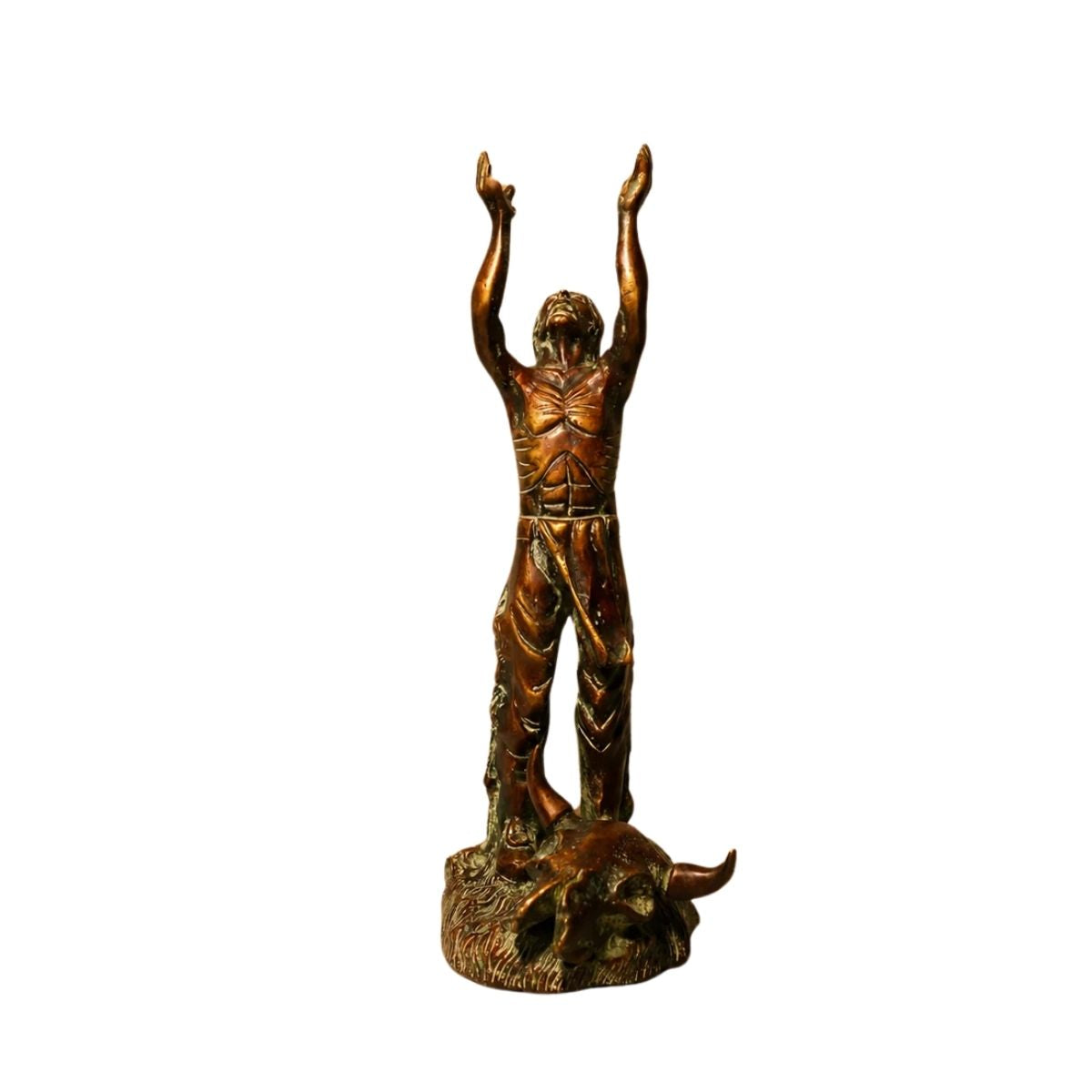 Native American Indian Shaman "Sun Dance" or "Prayer for Rain" Patinated Statue