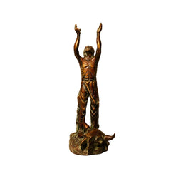 Native American Indian Shaman "Sun Dance" or "Prayer for Rain" Patinated Statue