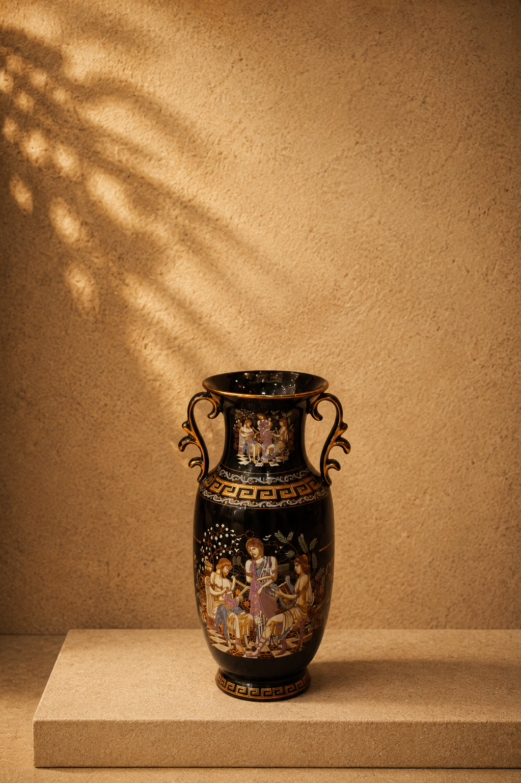 Greek Neoclassical Black Glaze Amphora Vase - 1