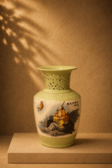 Chinese Celadon Openwork Jiang Taigong Vase