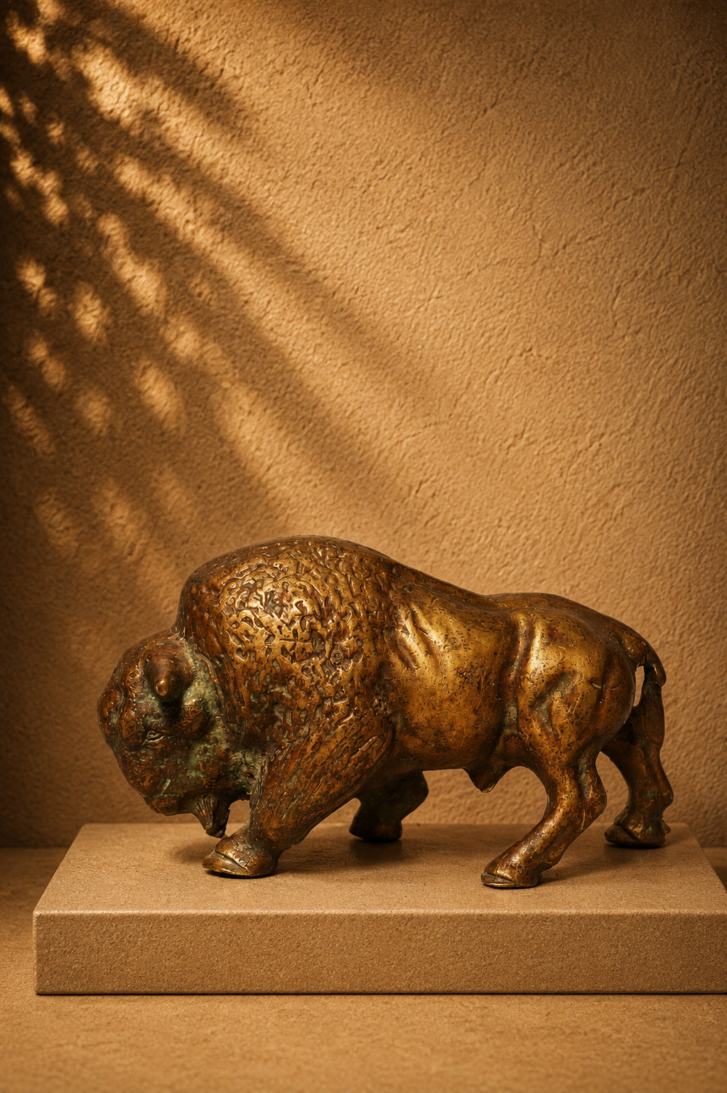 Vintage Heavy Cast Brass Charging Bull Sculpture