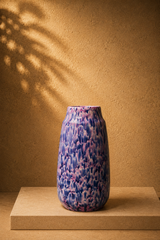 1990s Robert Eckholt Lava Hombre Pink & Purple Cased Art Glass Vase Cristallo