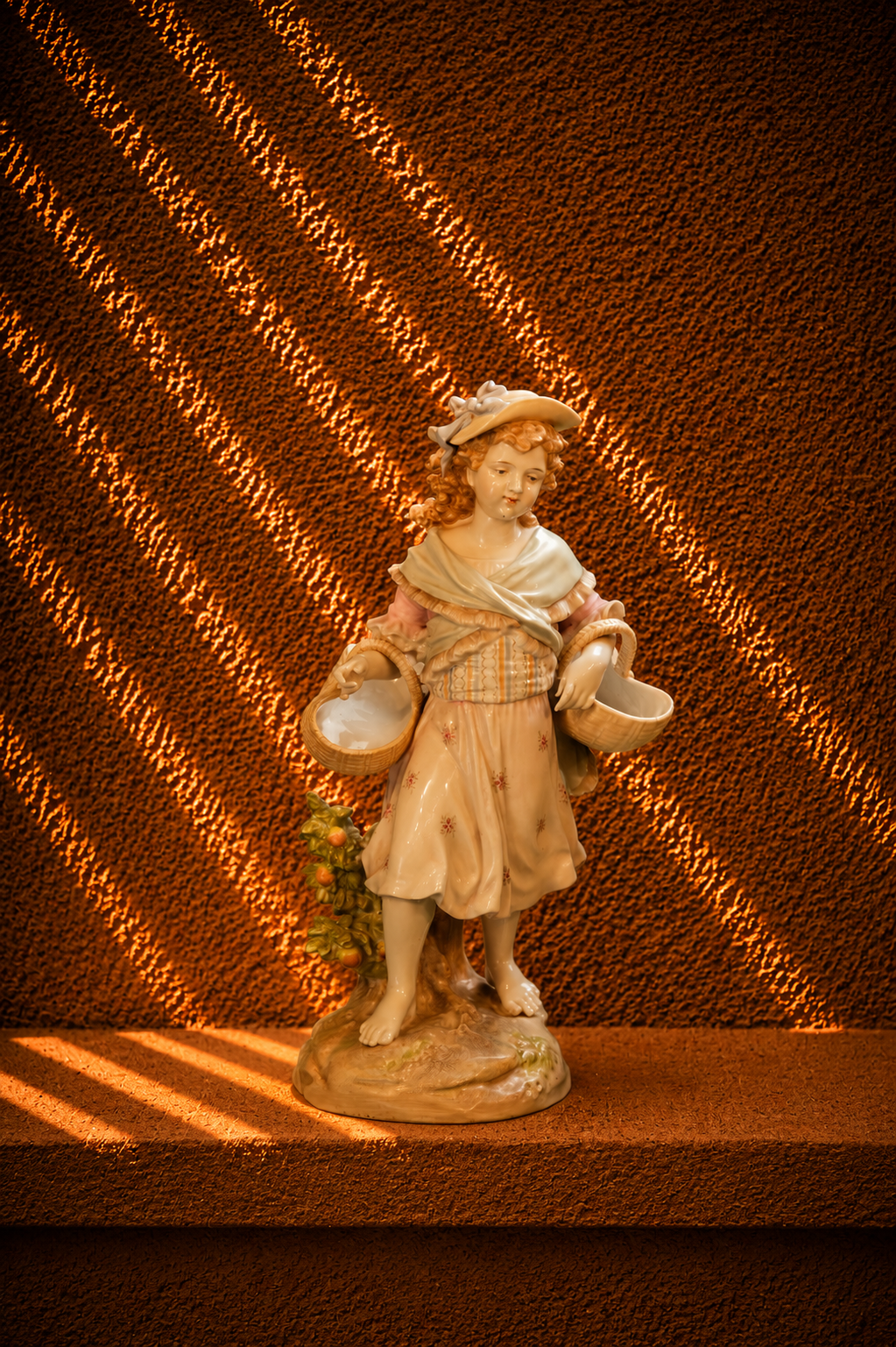 Gebrüder Heubach Bisque Porcelain Girl Carrying Baskets Figurine