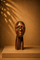 Hand-Carved African Hardwood Tribal Head / Bust Sculpture