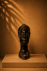 Hand-Carved African Ebony Wood Female Bust / Head Sculpture