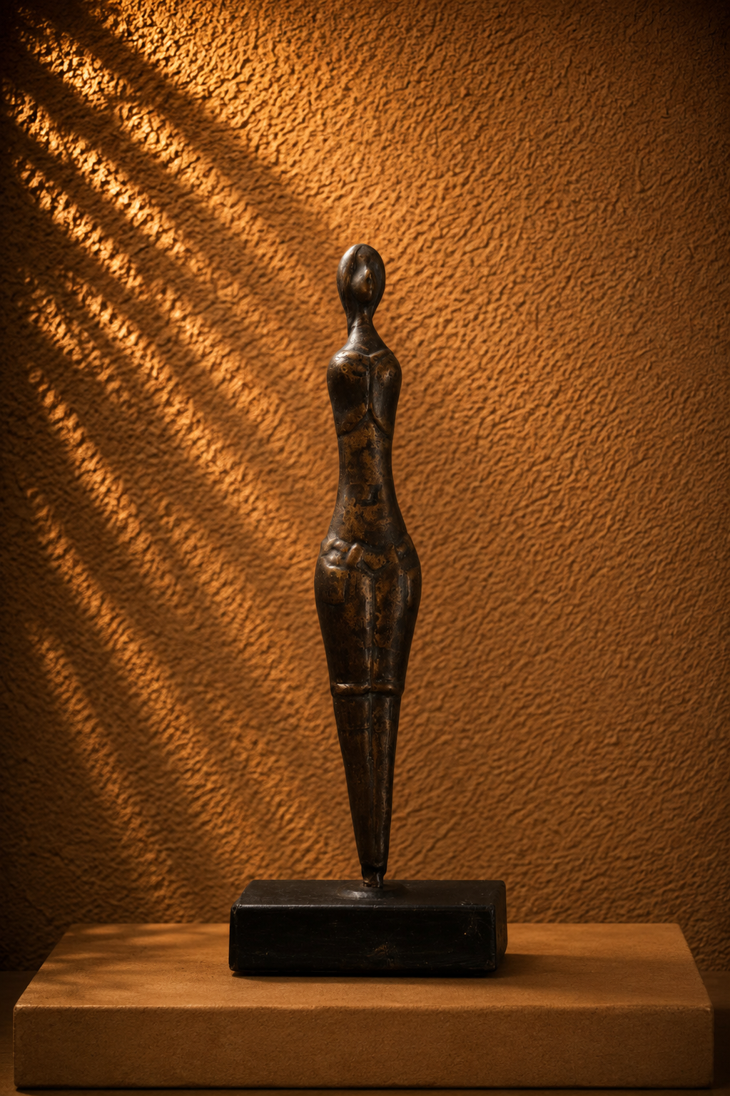 Abstract Cycladic Style Bronze Female Figurine