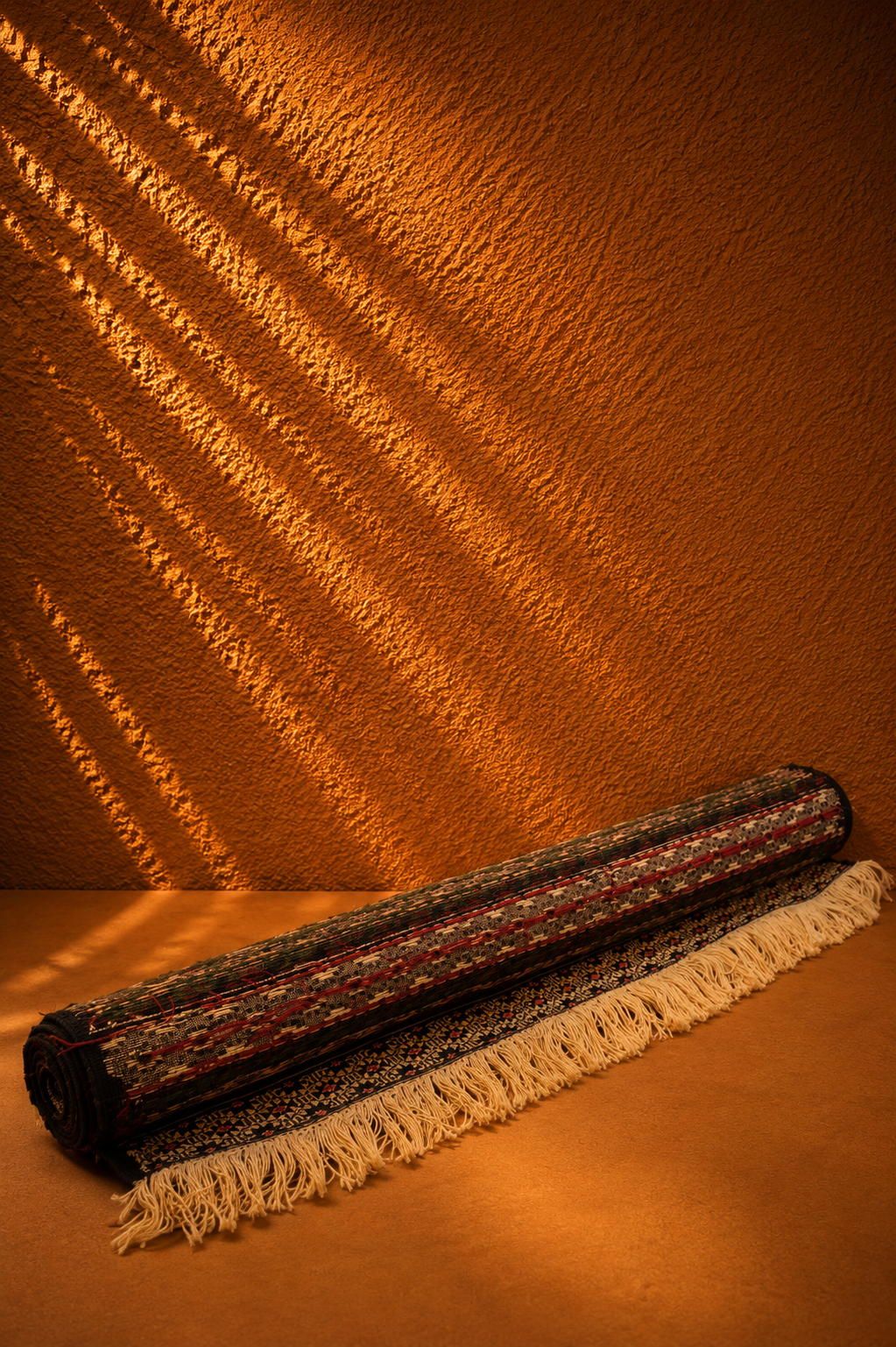 Hand-Knotted Caucasian Soumak Flatweave Runner Scroll