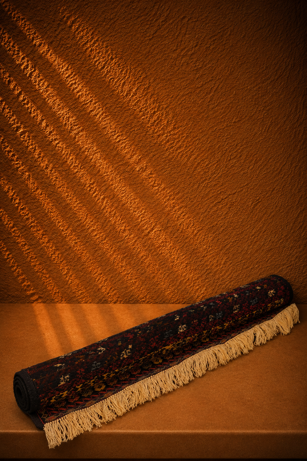 Hand-Knotted Persian Senneh Miniature Rug Scroll