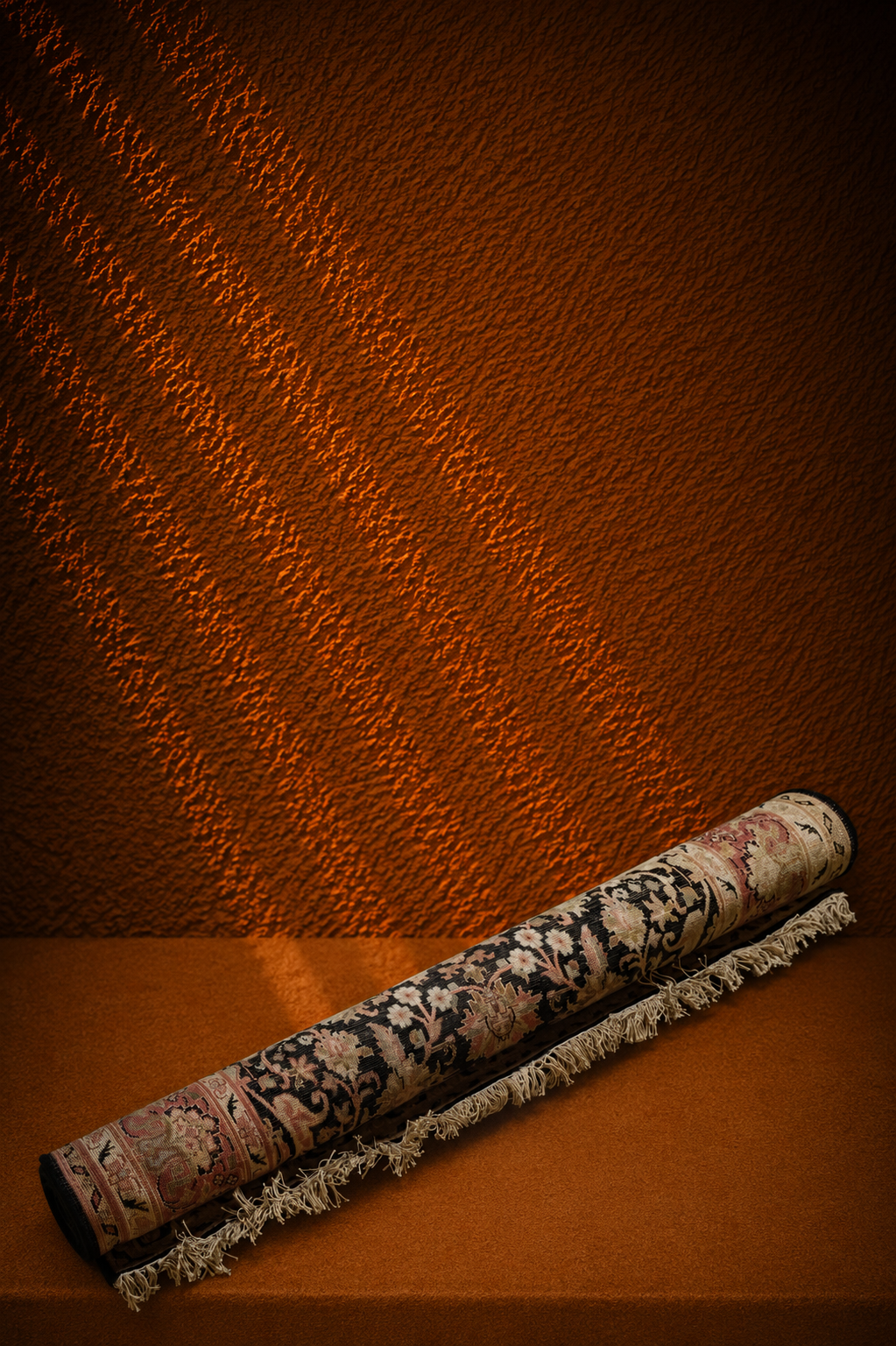 Hand-Knotted Persian Keshan Floral Medallion Runner Scroll